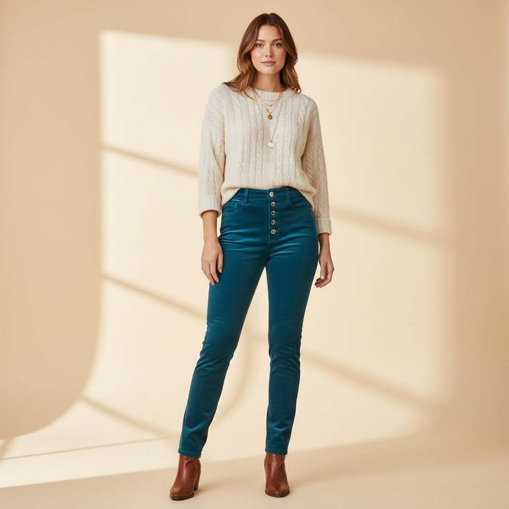 Anthropologie Pilcro Teal Corduroy High Rise Skinny Jeans Button Fly Size 29